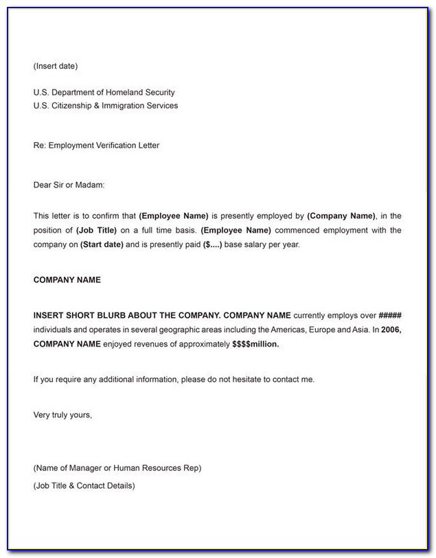 Employment Verification Letter For Visa Nz