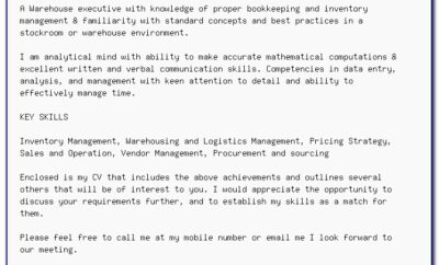 Example Of A Supermarket Job Application Letter