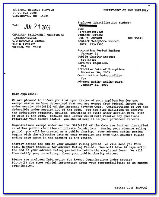 Example Of Irs 501c3 Determination Letter