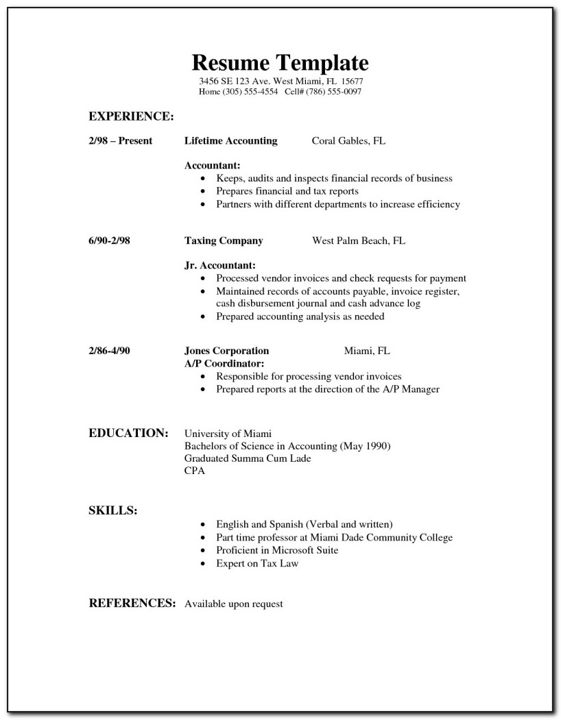 Examples Of Simple Resumes