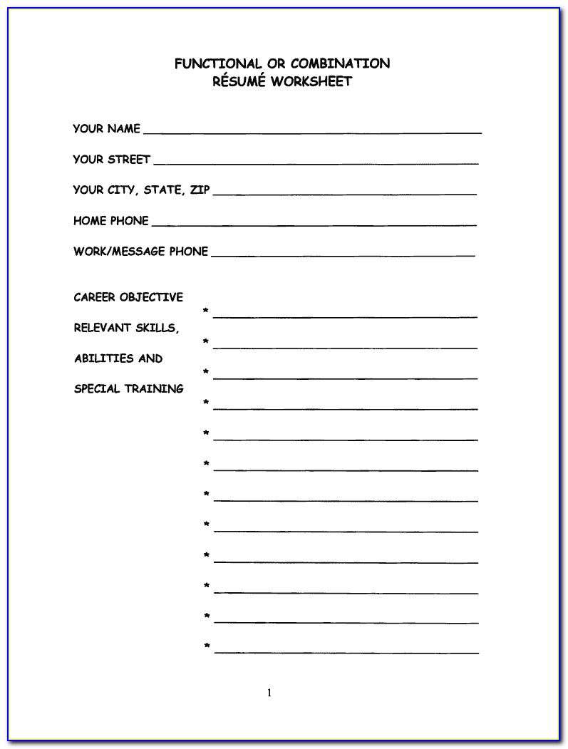 Fill In The Blank Resume Printable