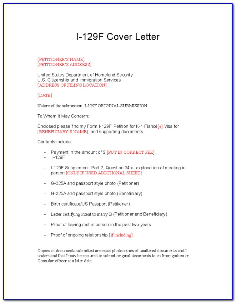 cover letter i 129f