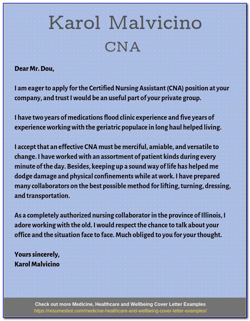 Free Cna Cover Letter Examples