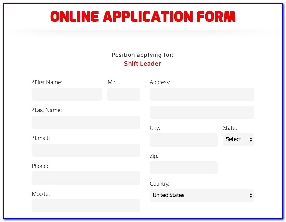 Free Employment Application Form Word Template