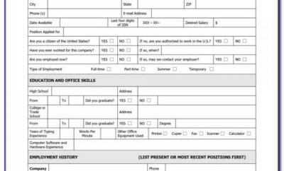Free Printable Spanish Job Application Form Pdf
