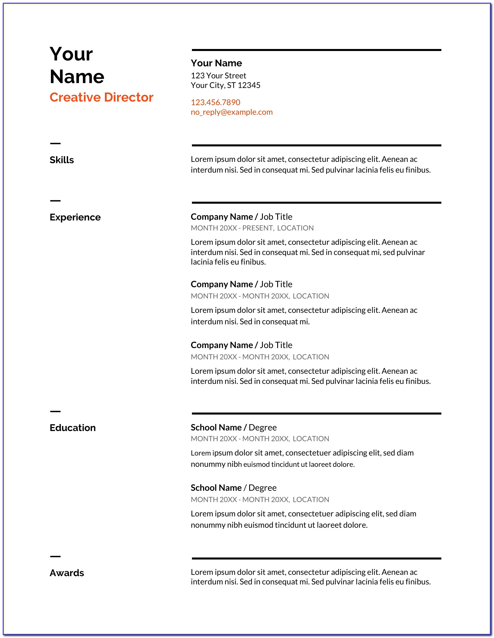 Free Resume Templates For Microsoft Office