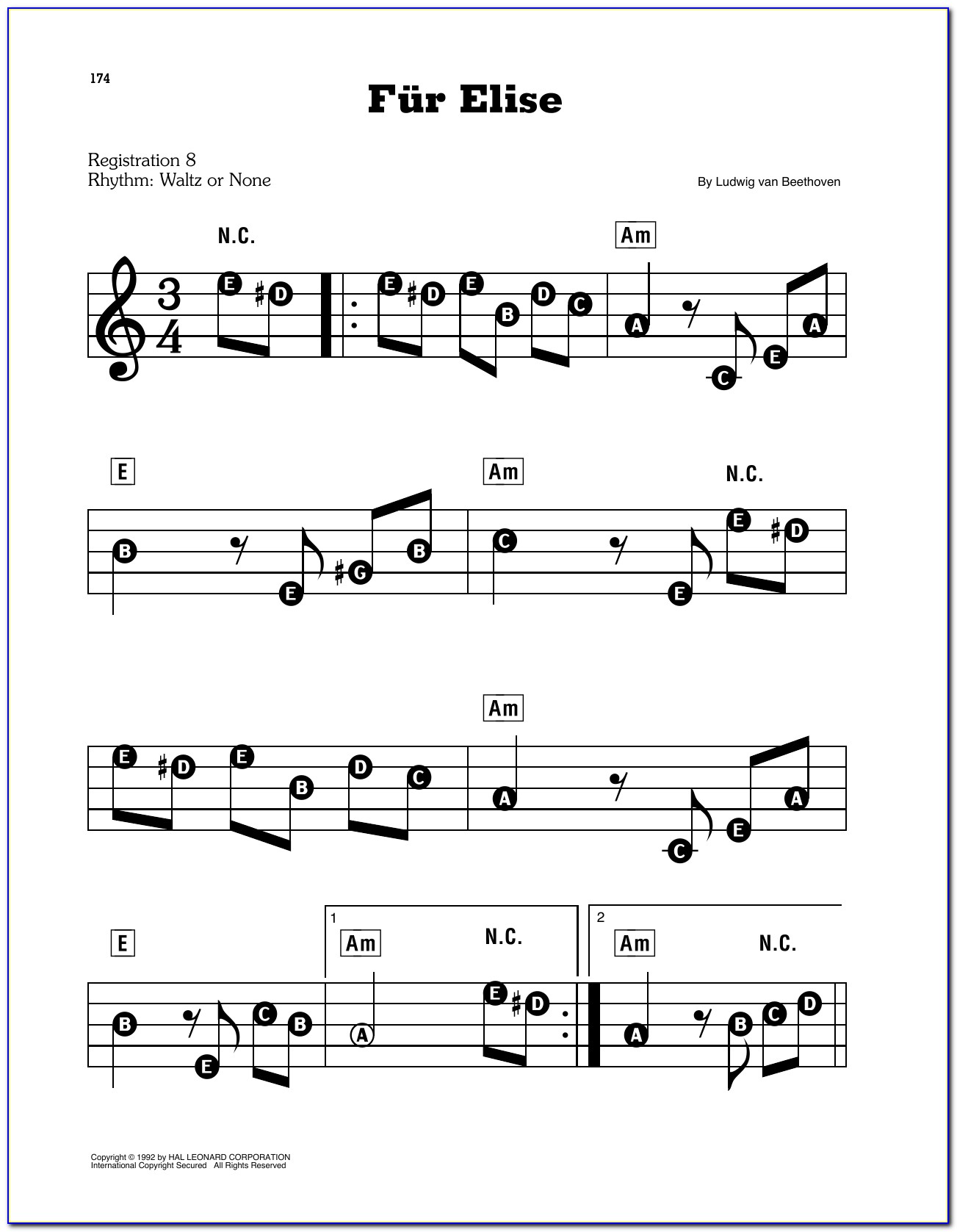 Fur Elise Piano Alphabet Notes