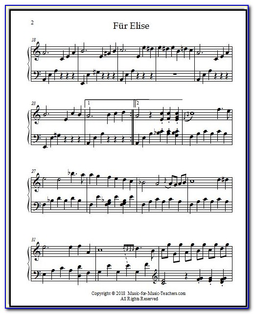 Fur Elise Piano Notes Letters Right Hand