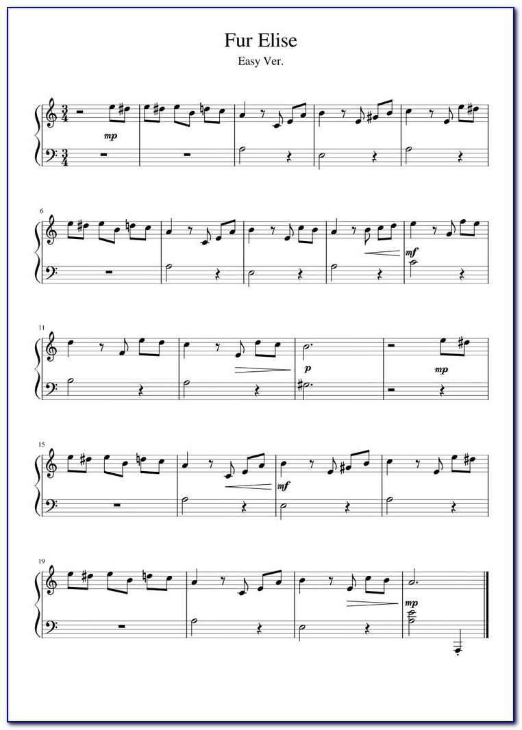 Fur Elise Piano Sheet Music With Letters Pdf
