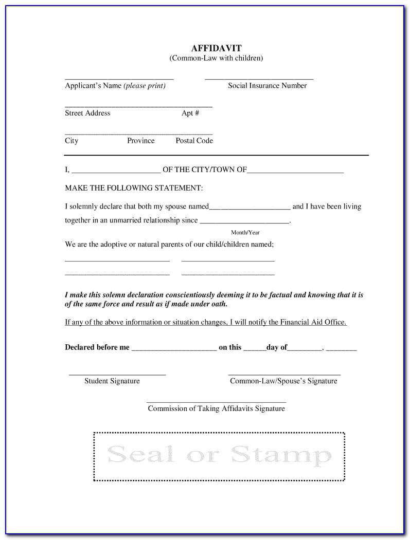 Good Faith Marriage Affidavit Letter Sample