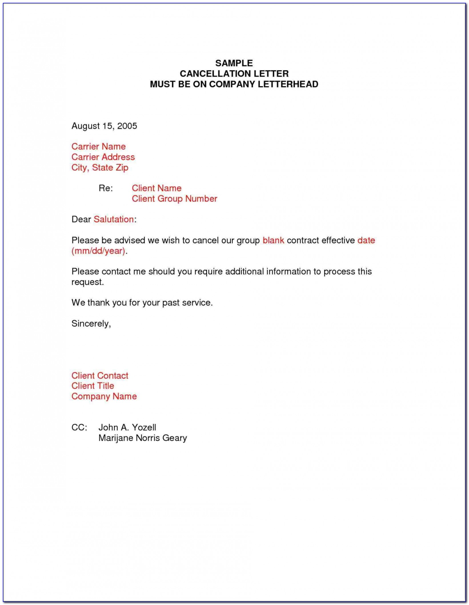 Gym Cancellation Letter Examples