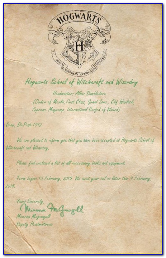 Harry Potter Letter Template Envelope