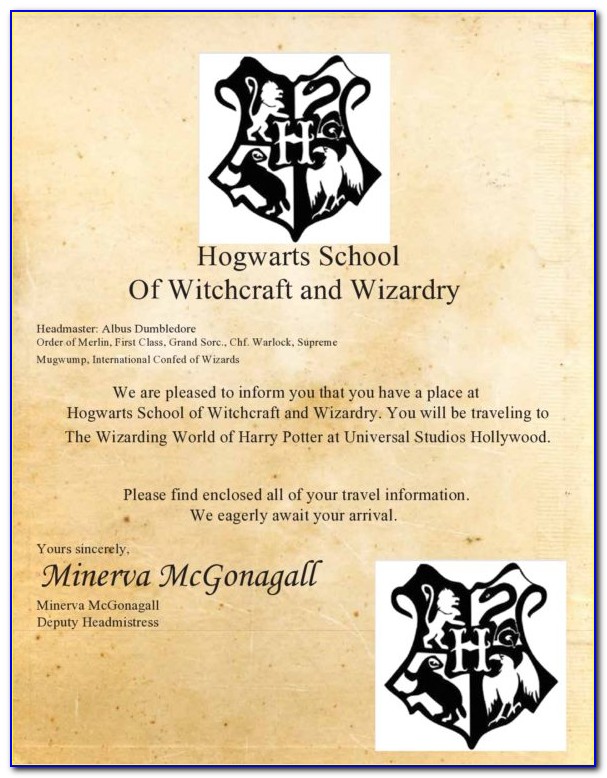 Hogwarts Acceptance Letter Envelope Printable
