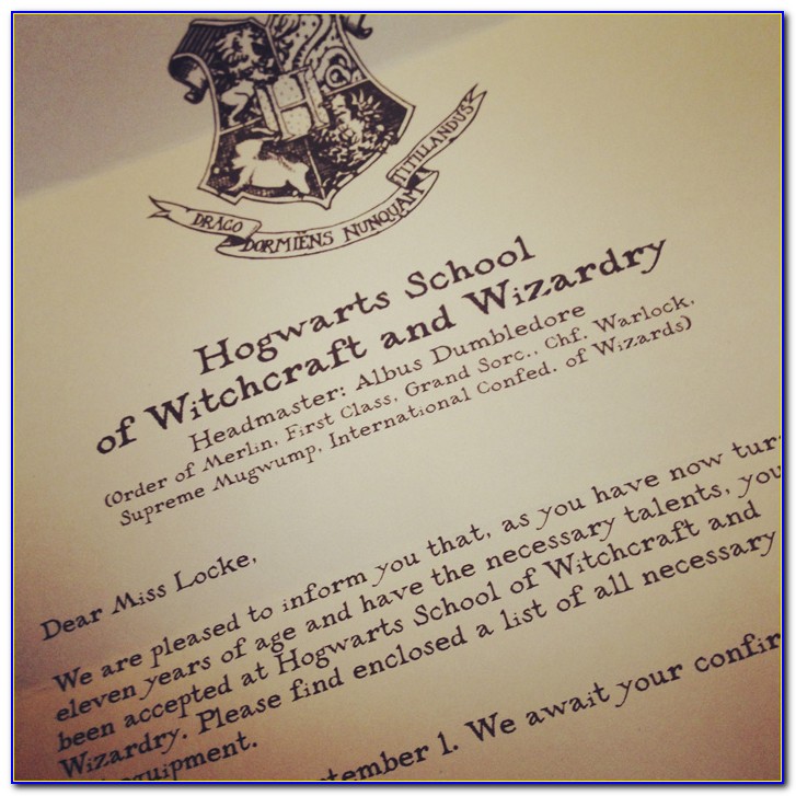 Hogwarts Acceptance Letter Template Free