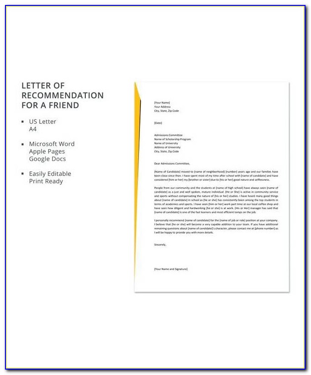 How To Write A Scholarship Recommendation Letter From Friend
