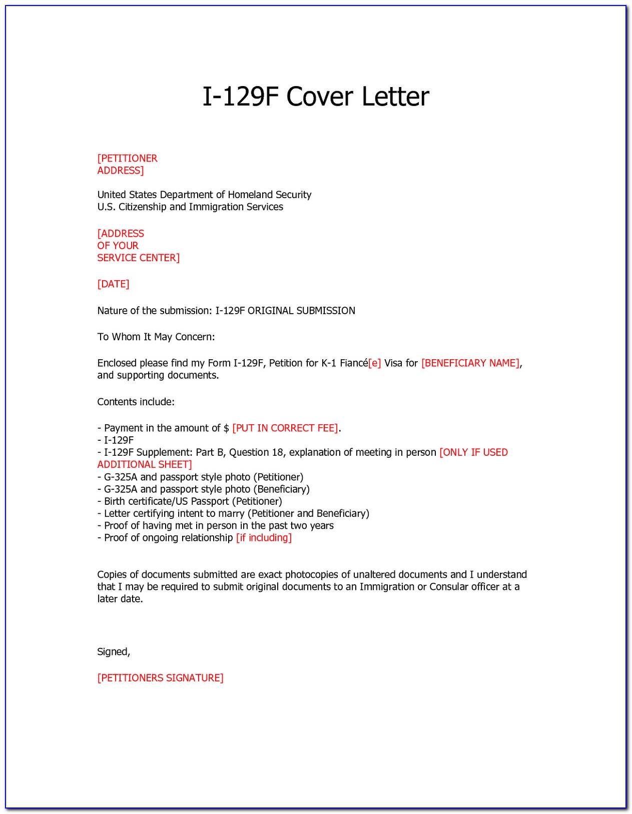 I 129f Cover Letter Example