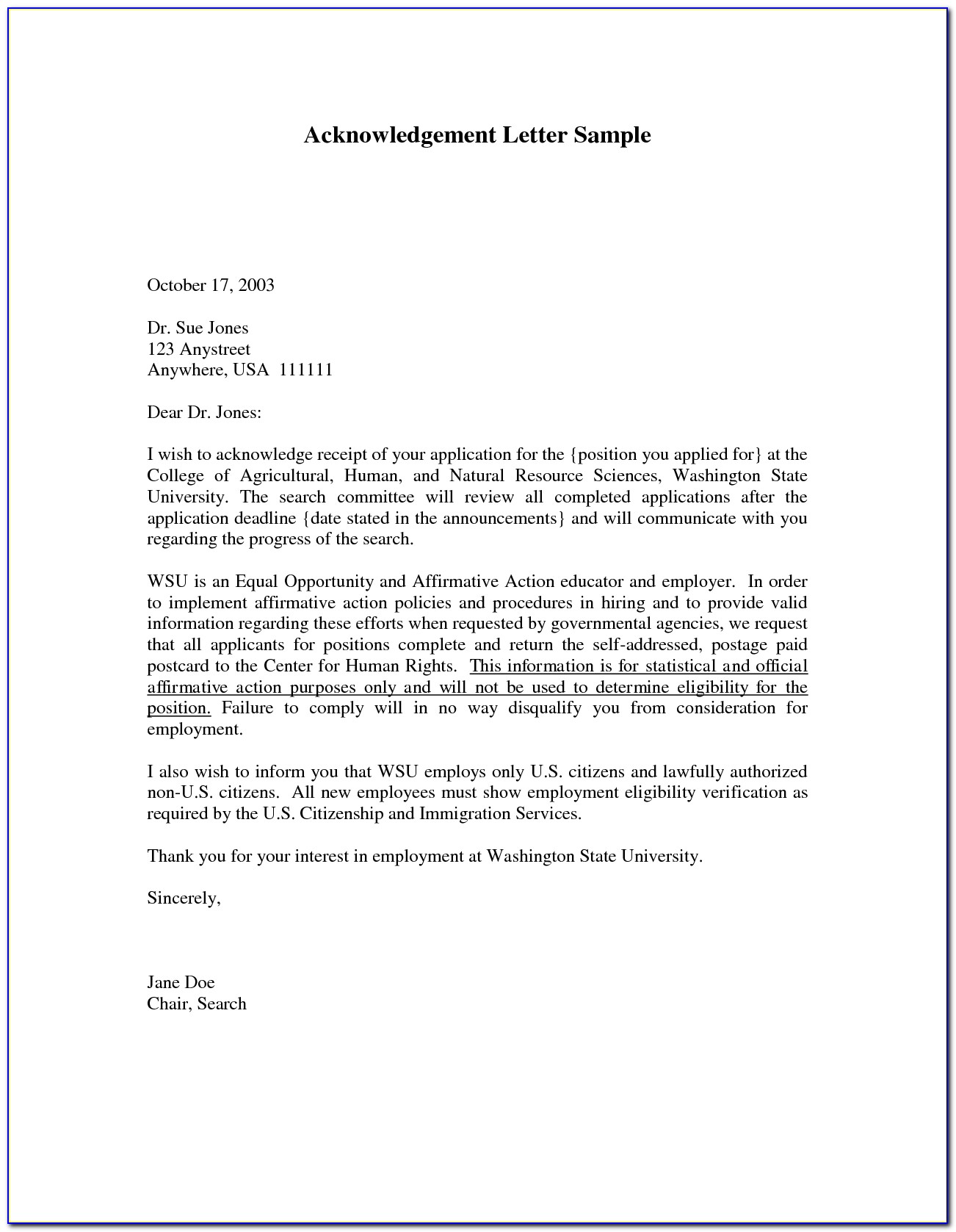 Immigration Reference Letter Example