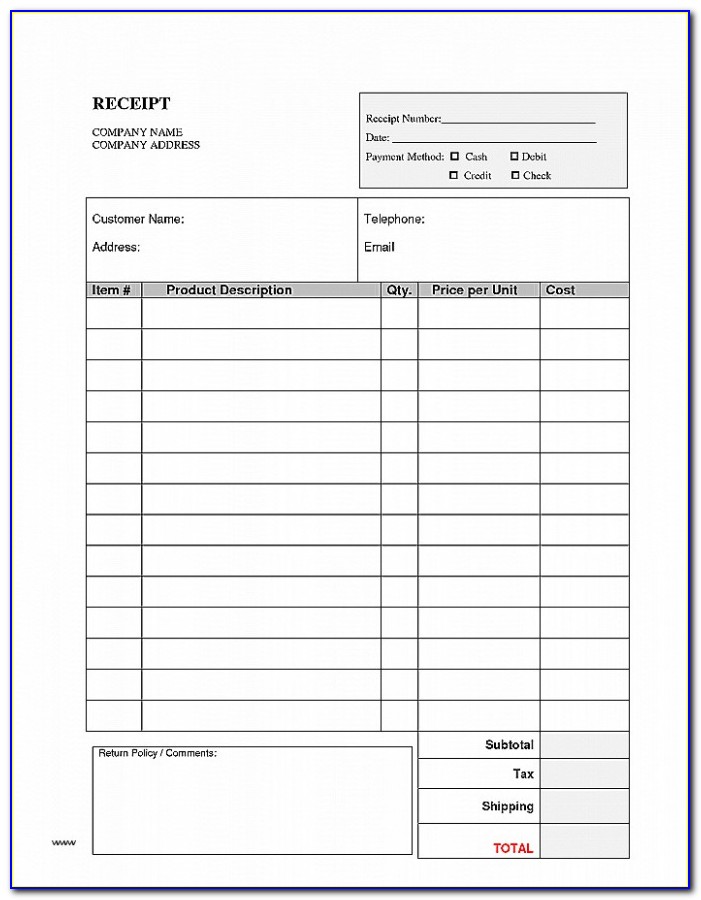 Invoice For Work Performed Template