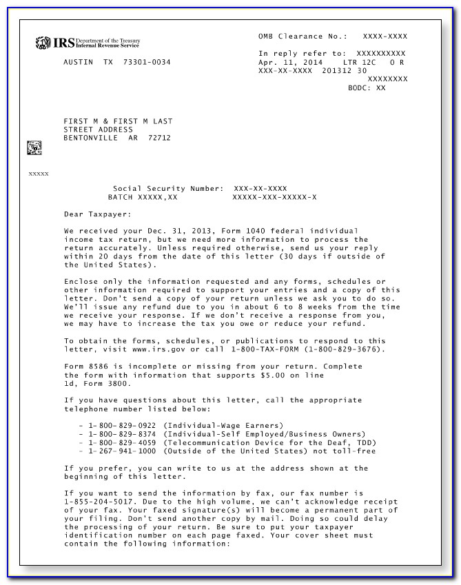 Irs Audit Letter Example