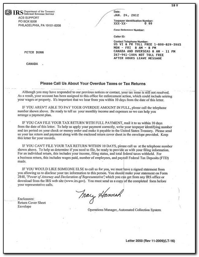 Irs Letter 2645c Lo