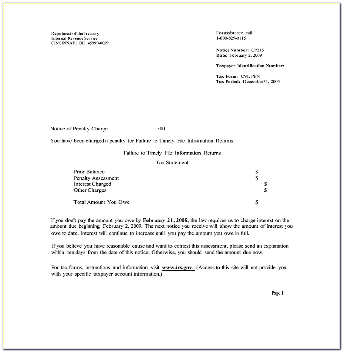 Irs Penalty Abatement Letter Sample
