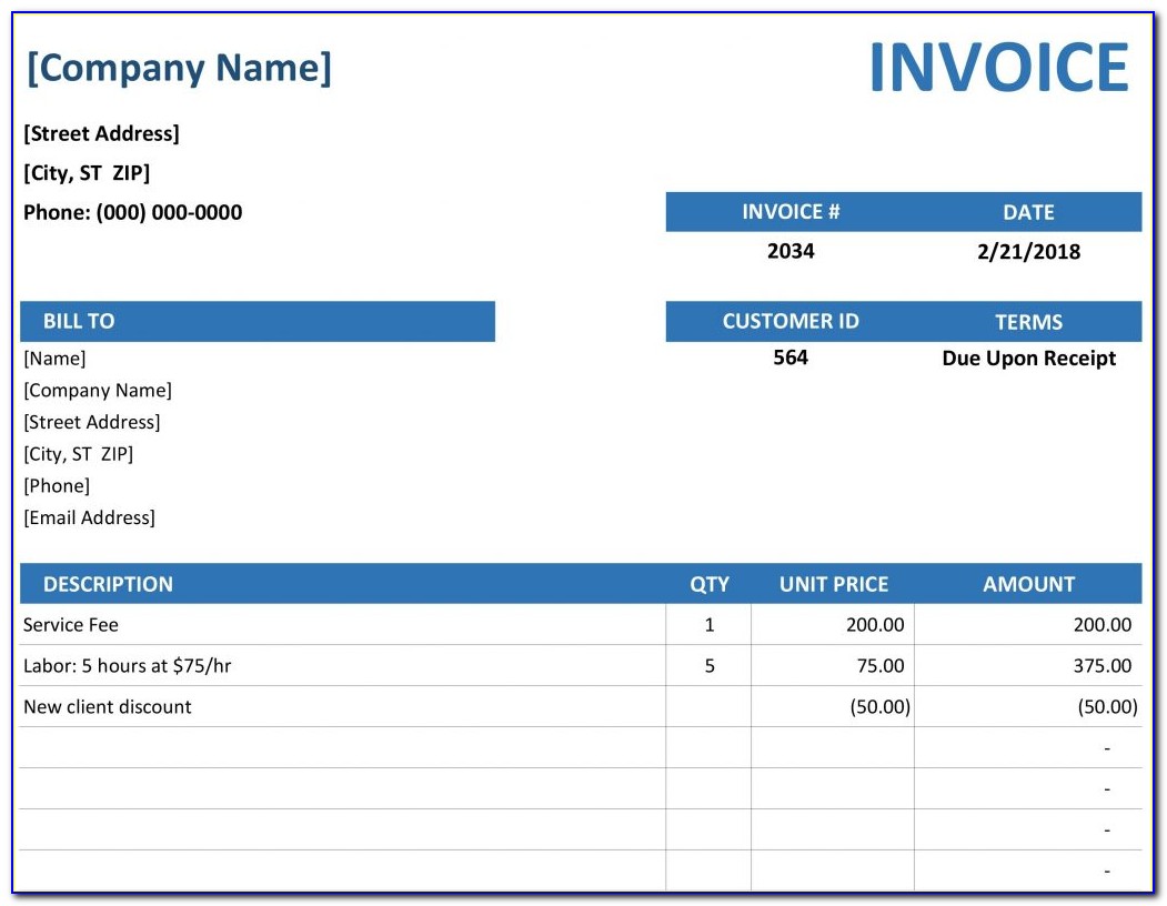 Itemized Receipt Template Excel