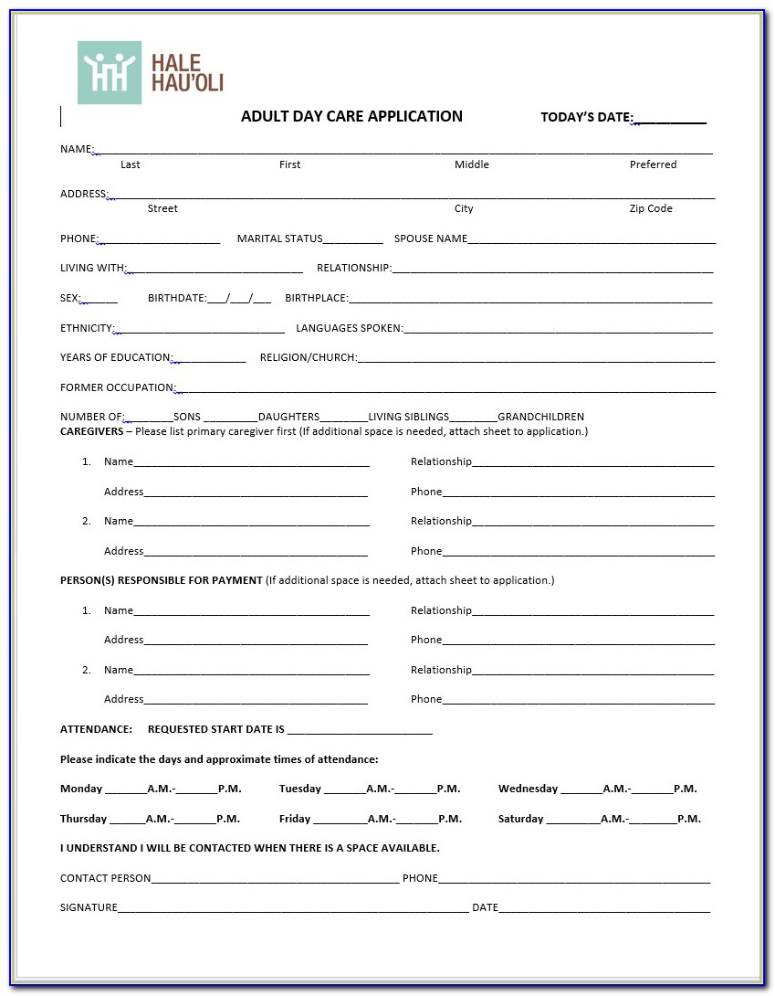 Job Application For Daycare