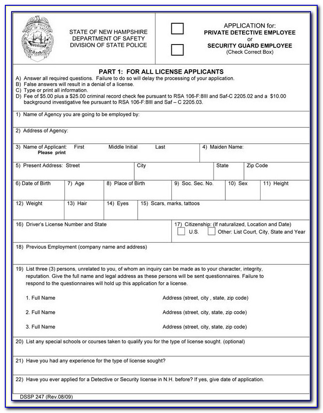 Job Application For Security Guard