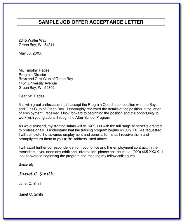 Job Offer Letter Sample Pdf