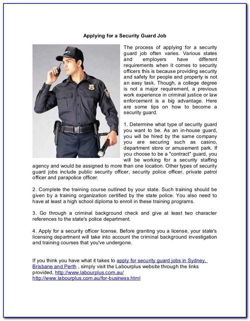 Job Openings For Security Guard