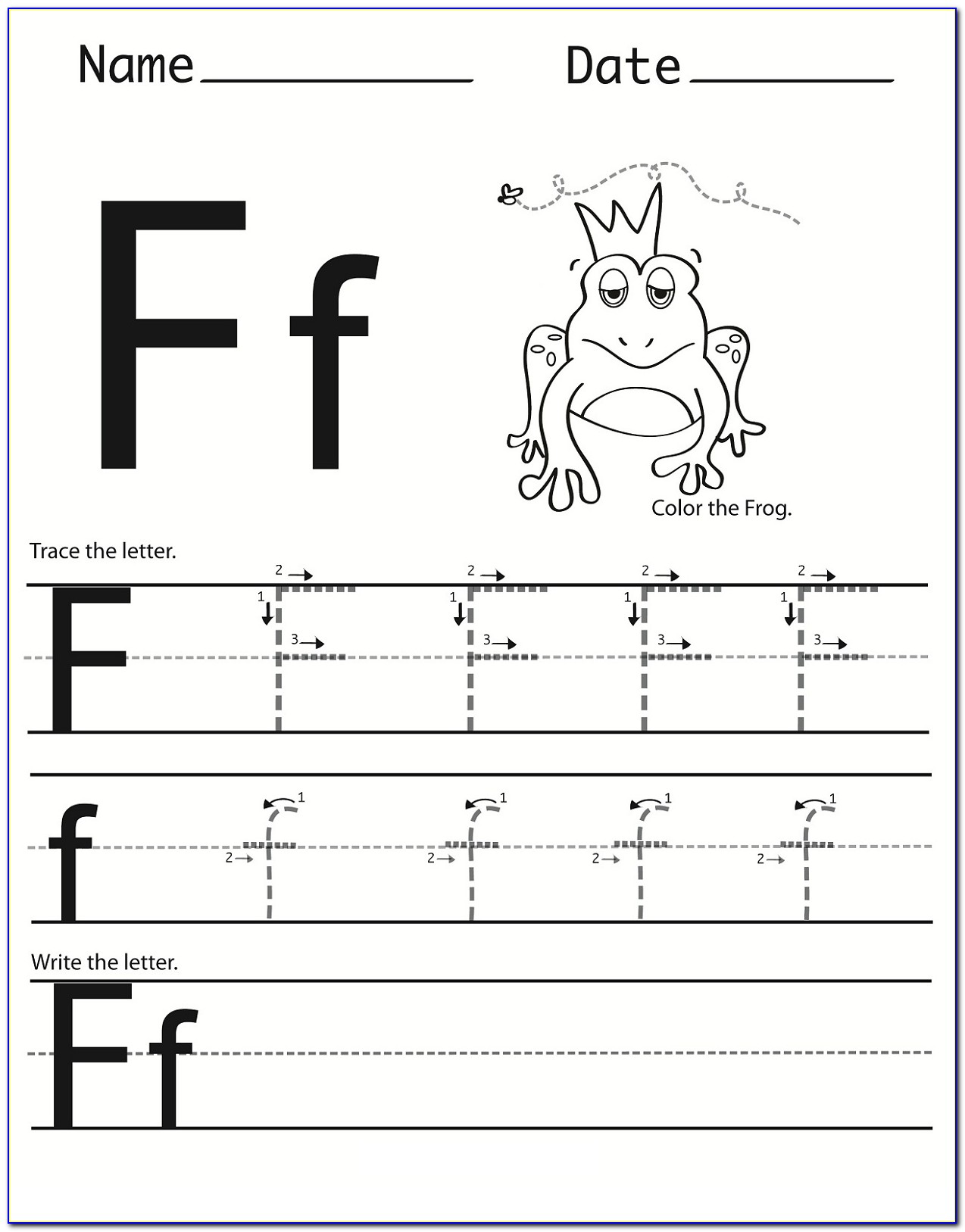 Kindergarten Worksheets Letter F