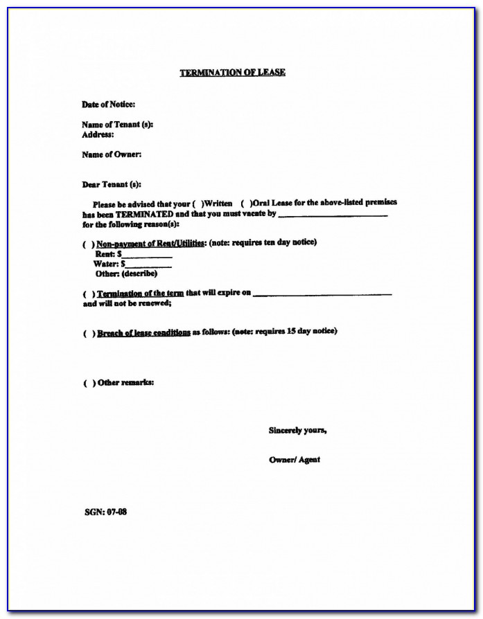 Landlord Notice To Vacate Letter Template