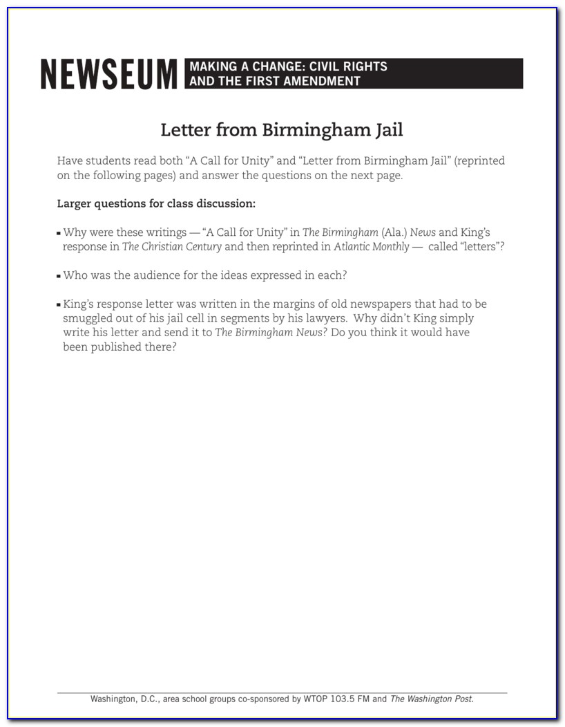 Letter From Birmingham Jail Tone First Paragraph