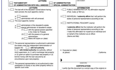 Letters Of Administration California Form