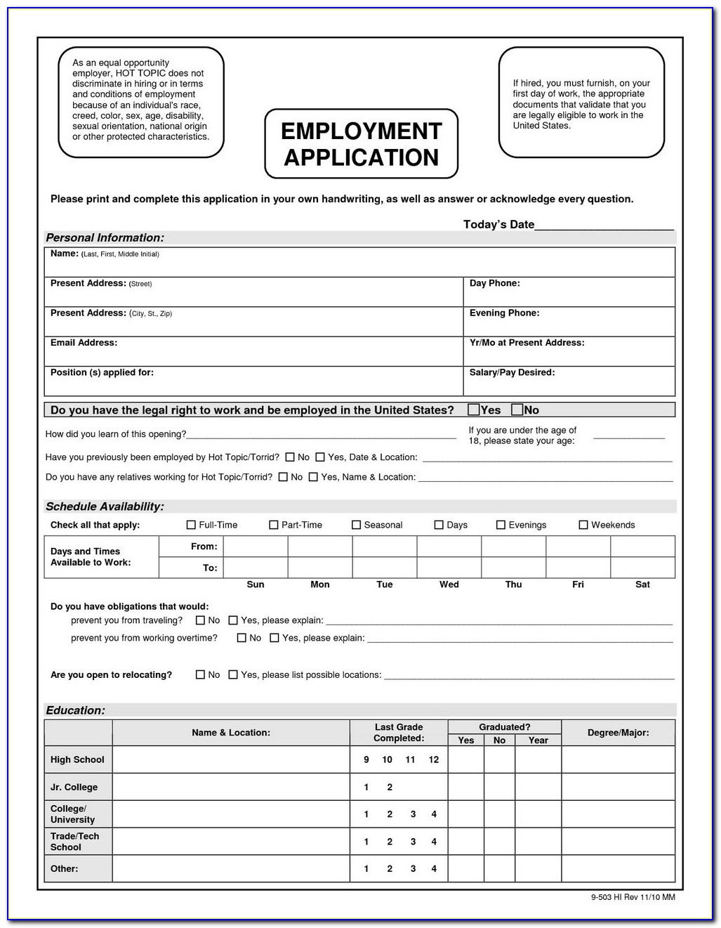 Levi Job Application