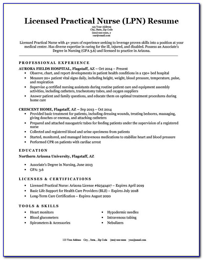Lpn Resume Examples Qualifications Summary