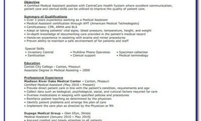 Medical Assistant Resume Format