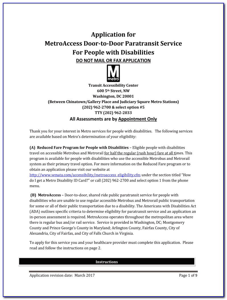 Metro Access Driver Job Application