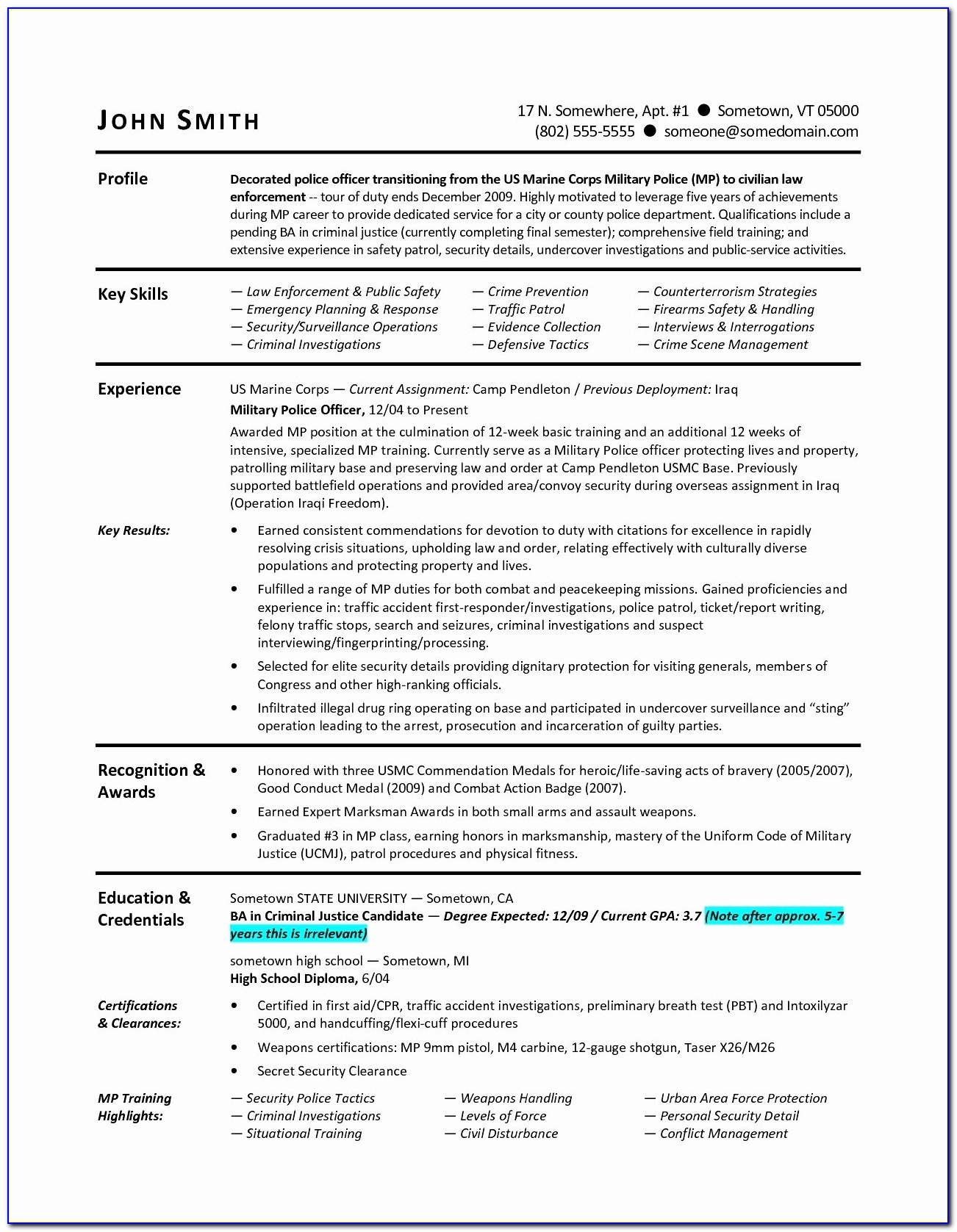 Military Resume Builder Examples