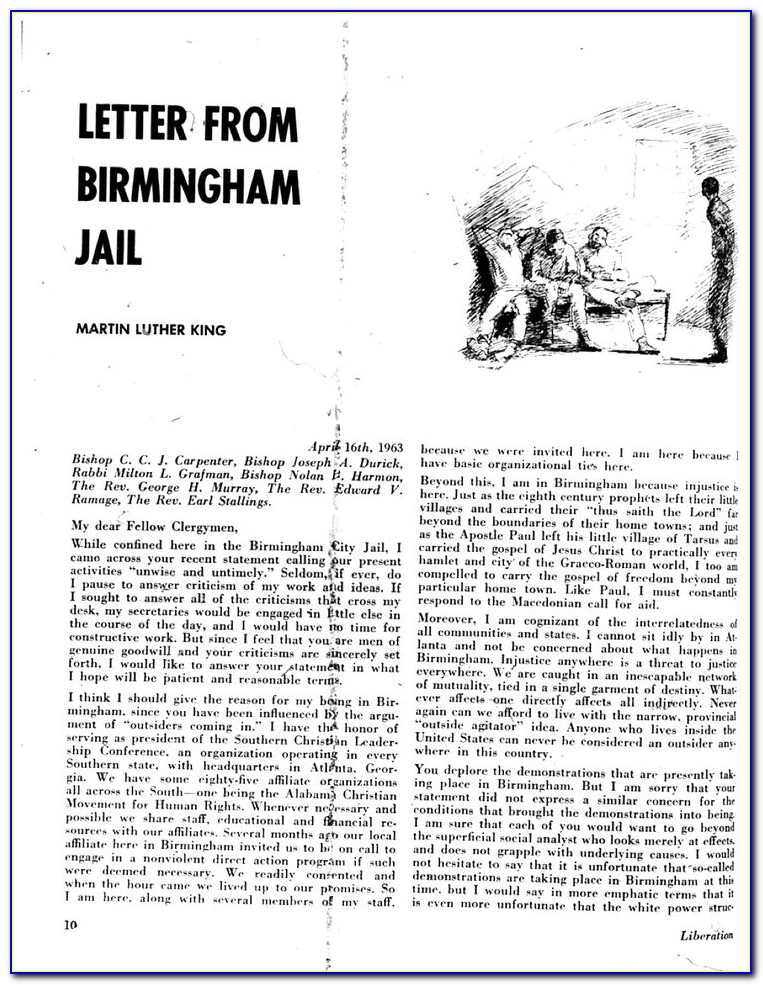 Mlk Letter From Birmingham Jail White Moderate