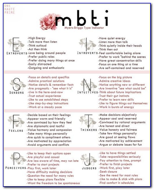 Myers Briggs Personality Test Letter Meanings