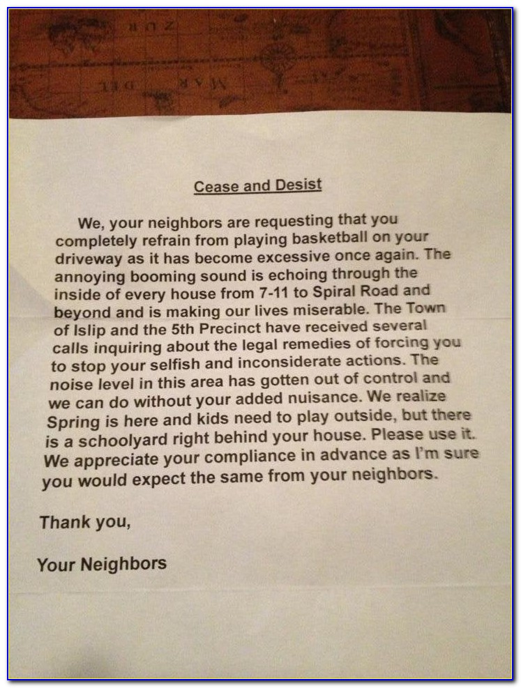 Neighbor Barking Dog Letter