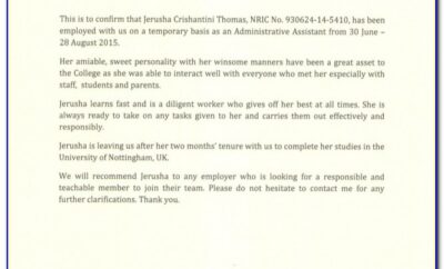 Personal Reference Letter For Administrative Assistant