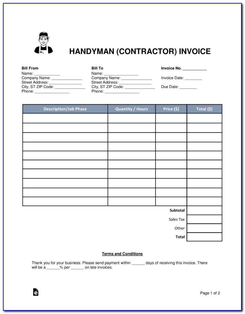 Printable Handyman Invoice