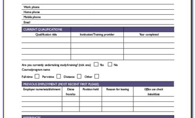 Printable Job Application Form Subway