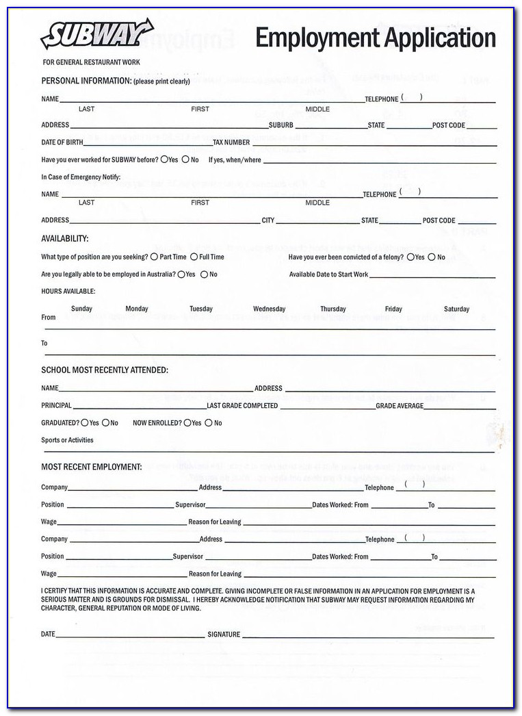 Printable Job Application Form Uk