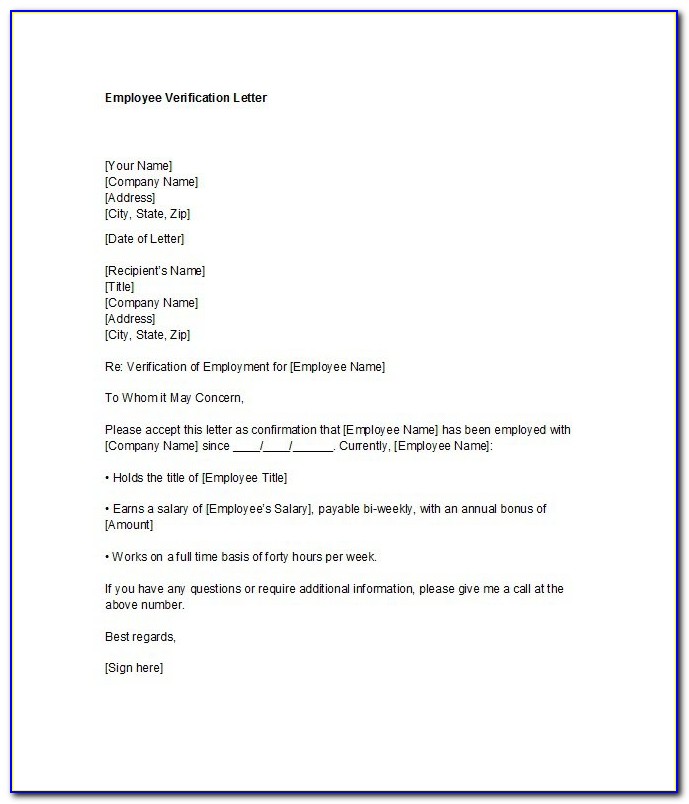 Proof Of Employment Letter Template For Visa