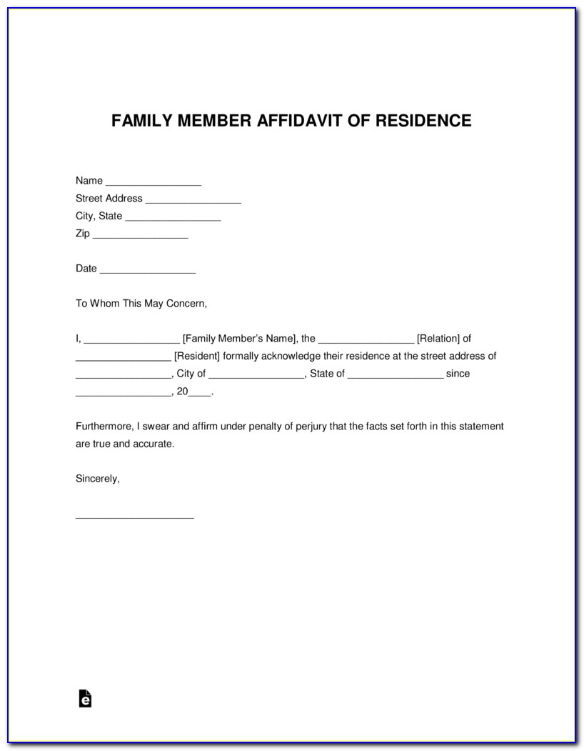 Proof Of Residency Letter From Family Member Template Uk