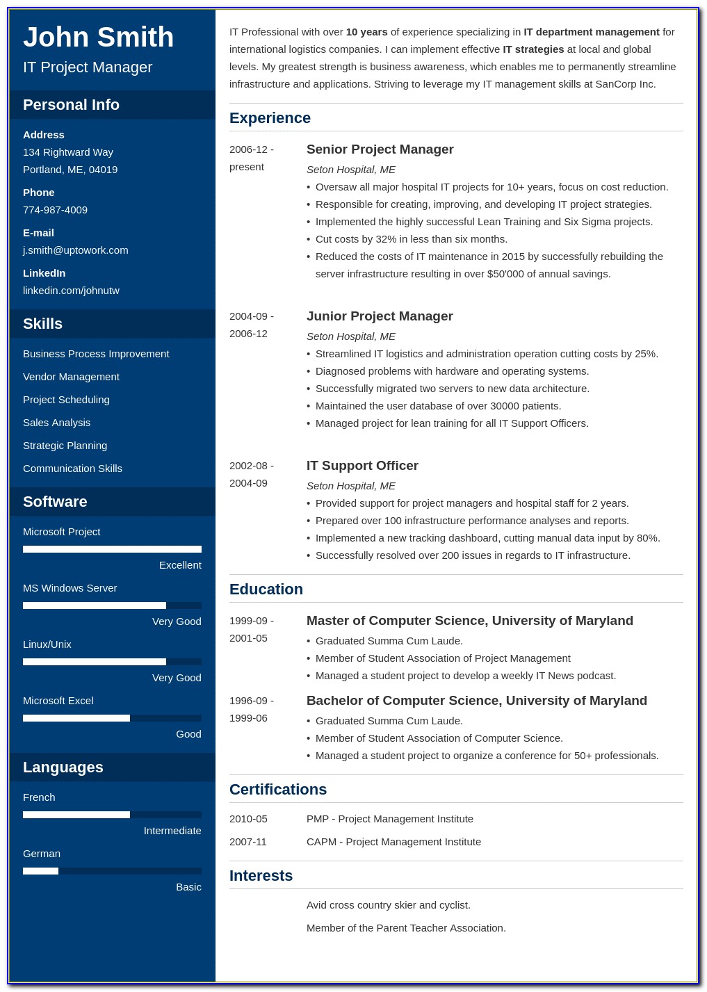 Resume Template For Microsoft Word Free