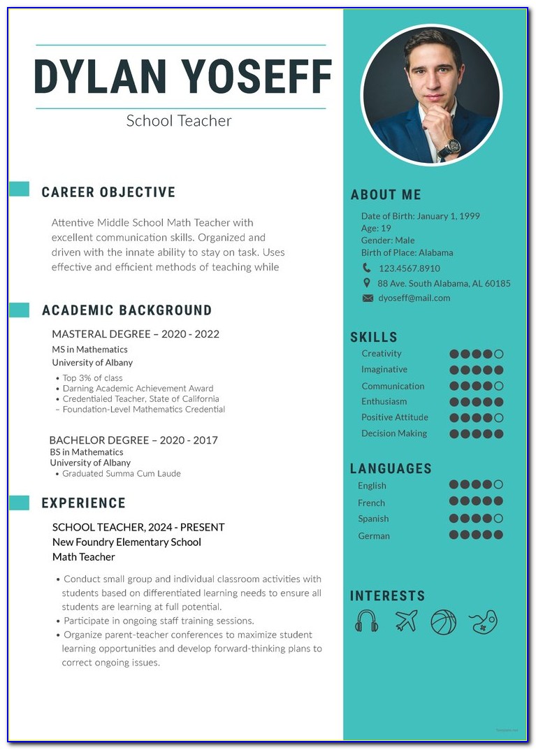 Resume Template For Teachers Free Download